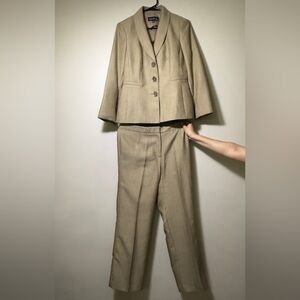 Evan Picone Tan Pantsuit with Tailored Fit